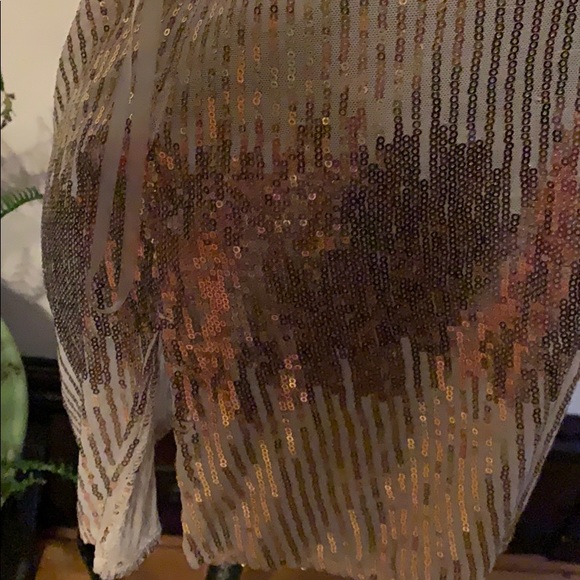 INC sequin glam long v neck top - Picture 5 of 5